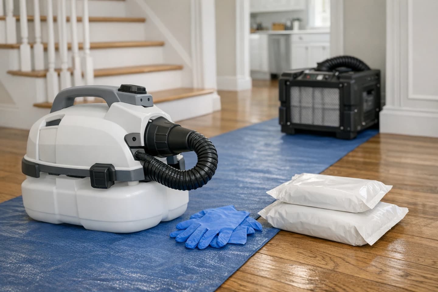 Disinfection and sanitizing setup in Boston home