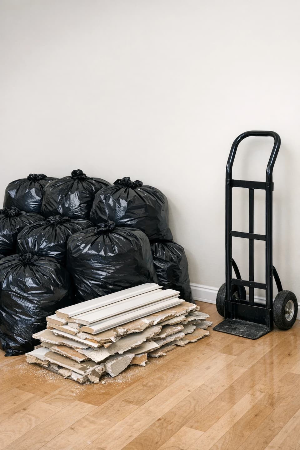 Haul-away staging of restoration debris in Boston