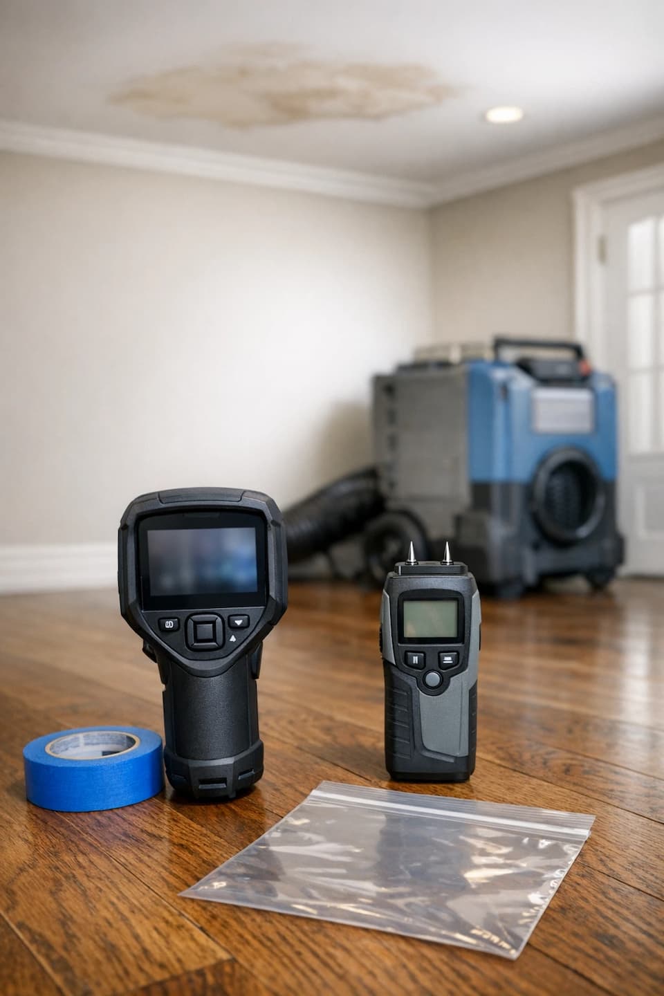 Moisture mapping tools for roof leak drying