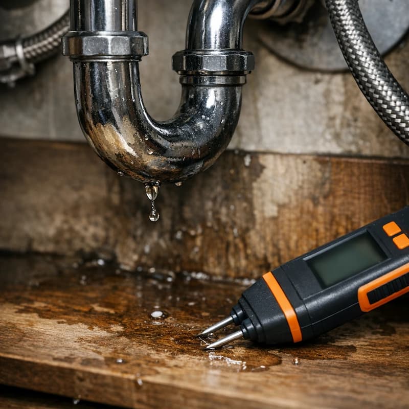 Under sink leak moisture inspection detail