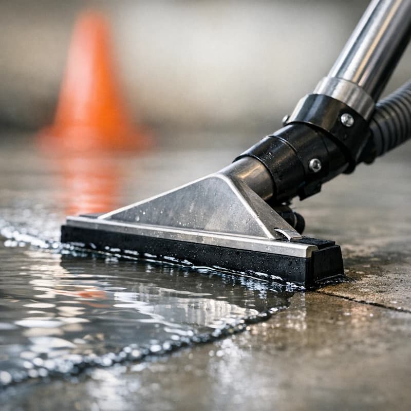 Standing water edge extraction detail with squeegee tool