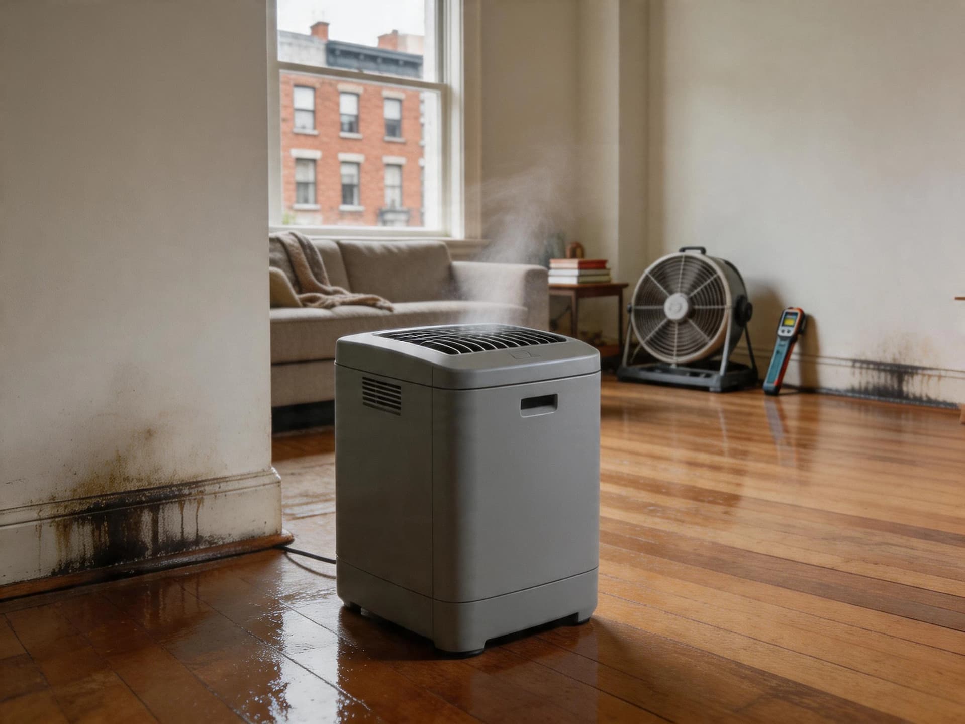 Industrial dehumidifier rental for water damage drying in Boston