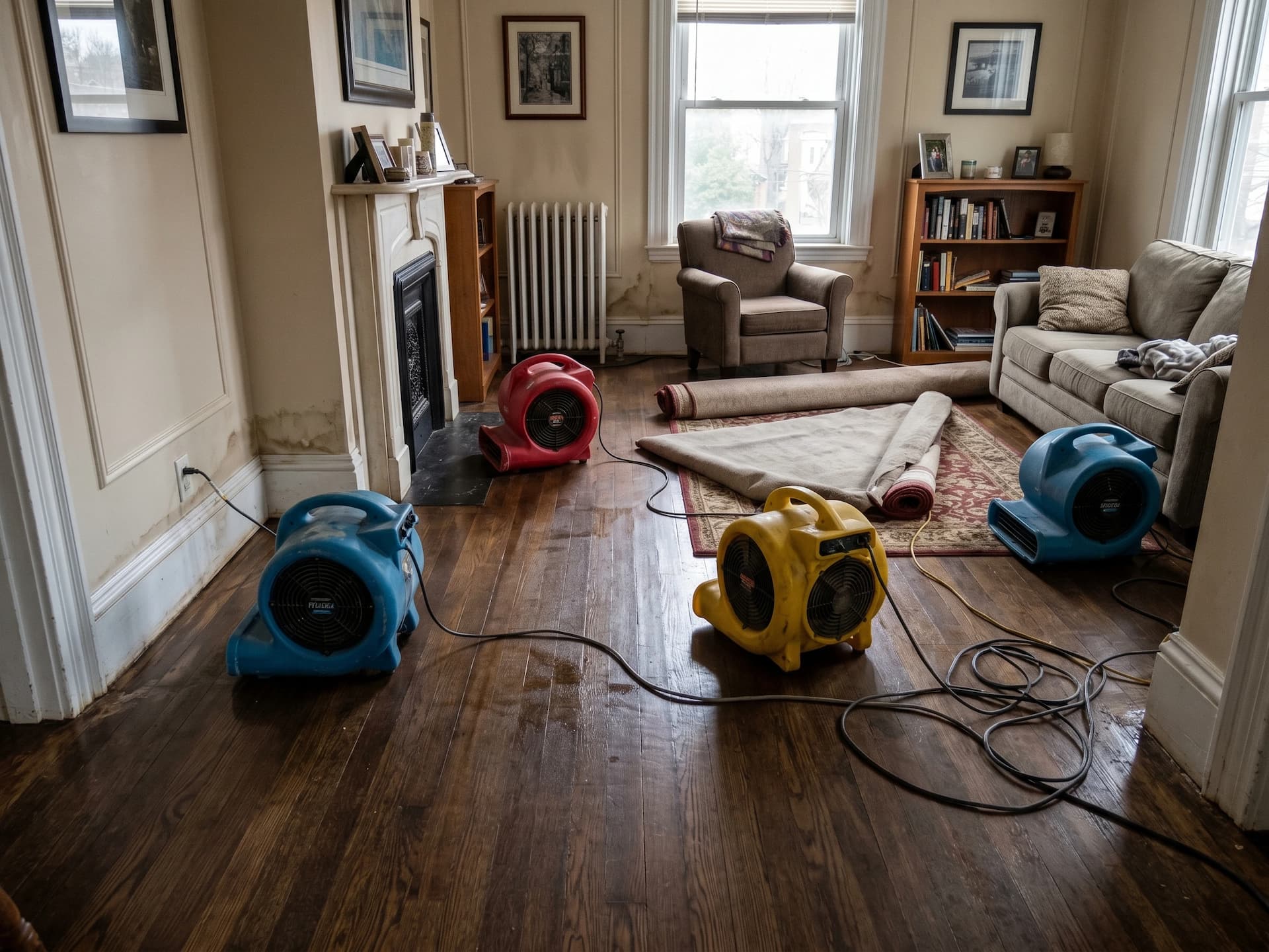 Drying fan rental for water damage in Boston home