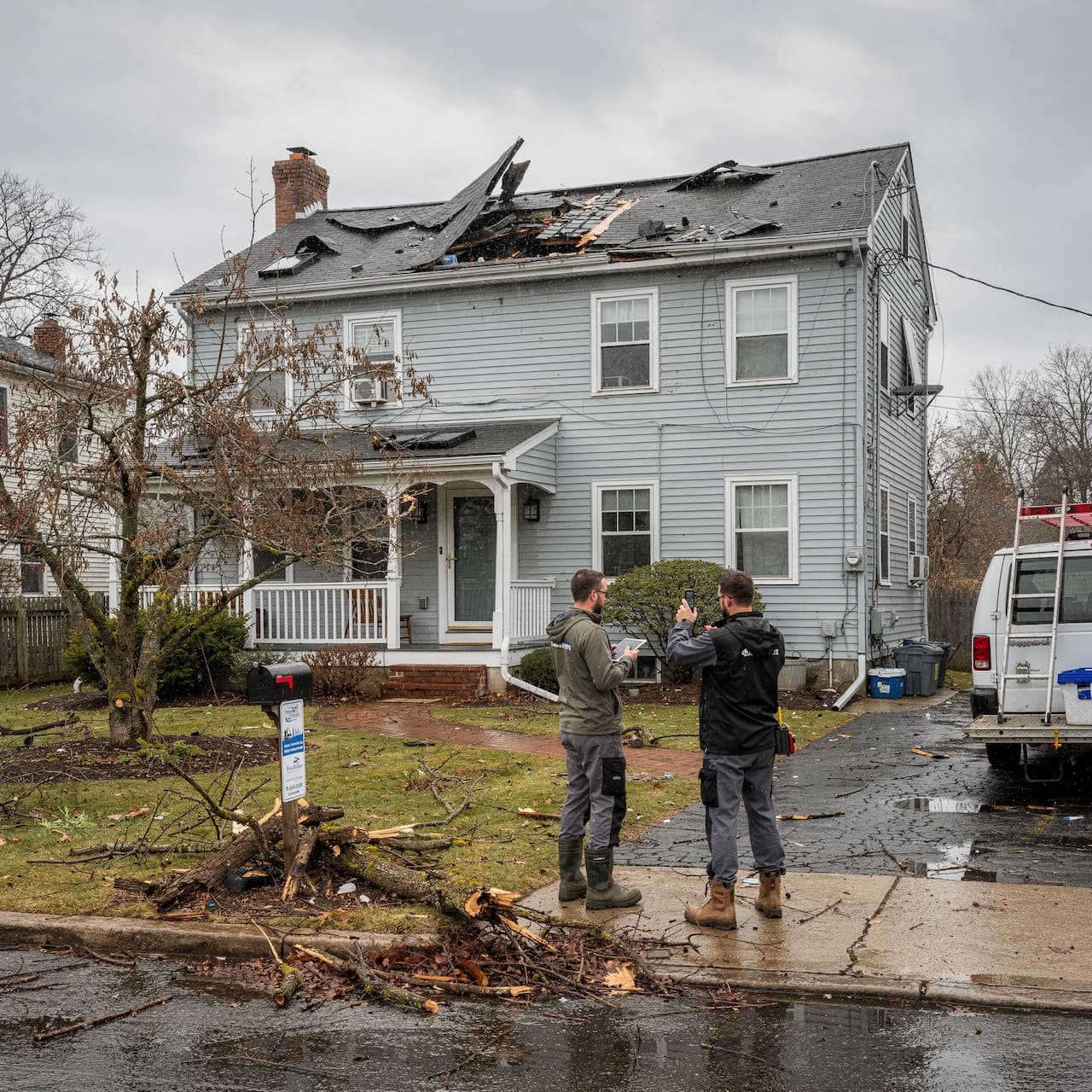 Storm damage restoration in Boston at a residential property