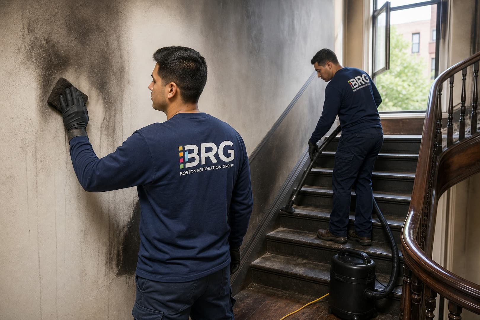 Boston Restoration Group restoration team and equipment