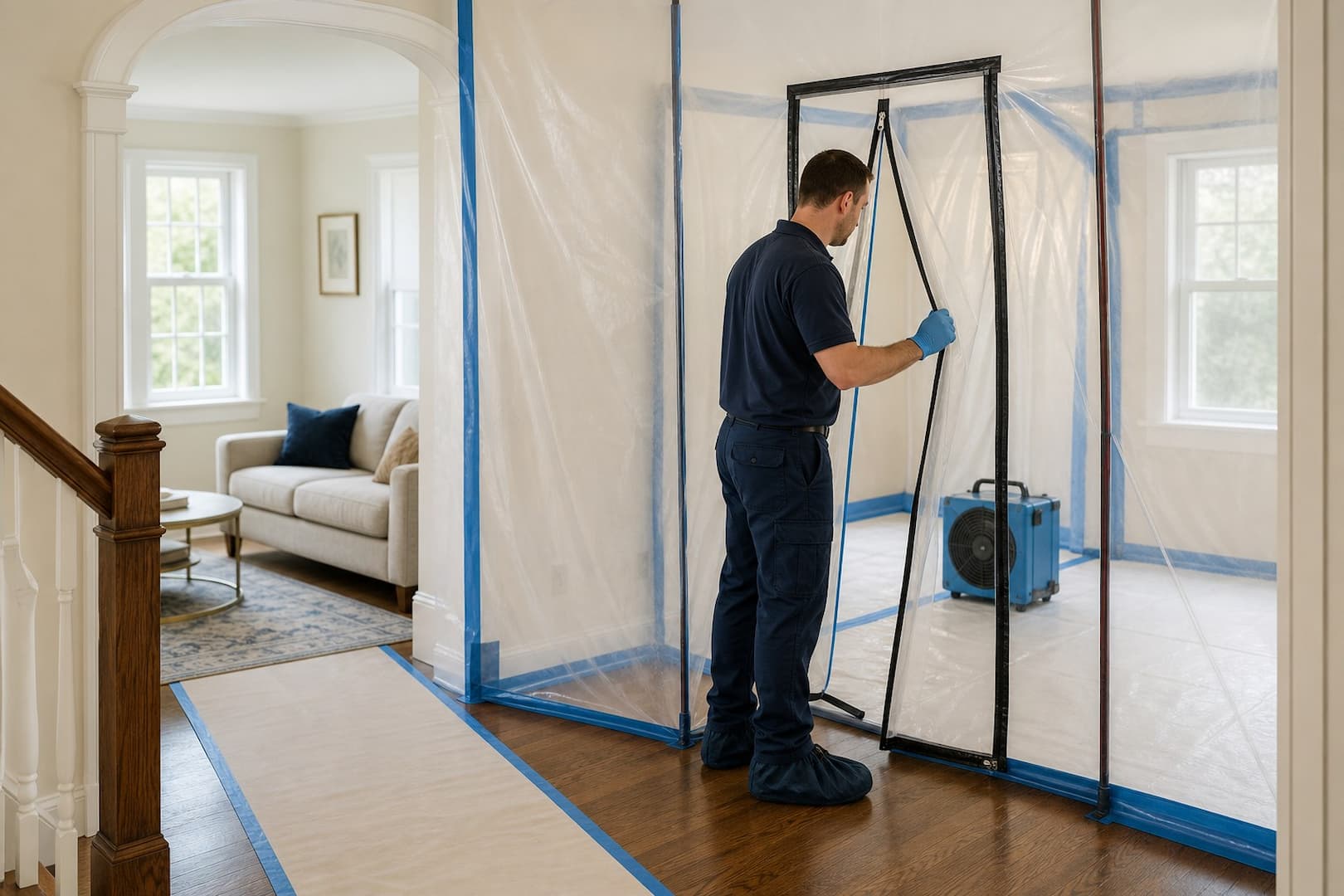 Floor-plan-based occupancy planning for mold remediation phases