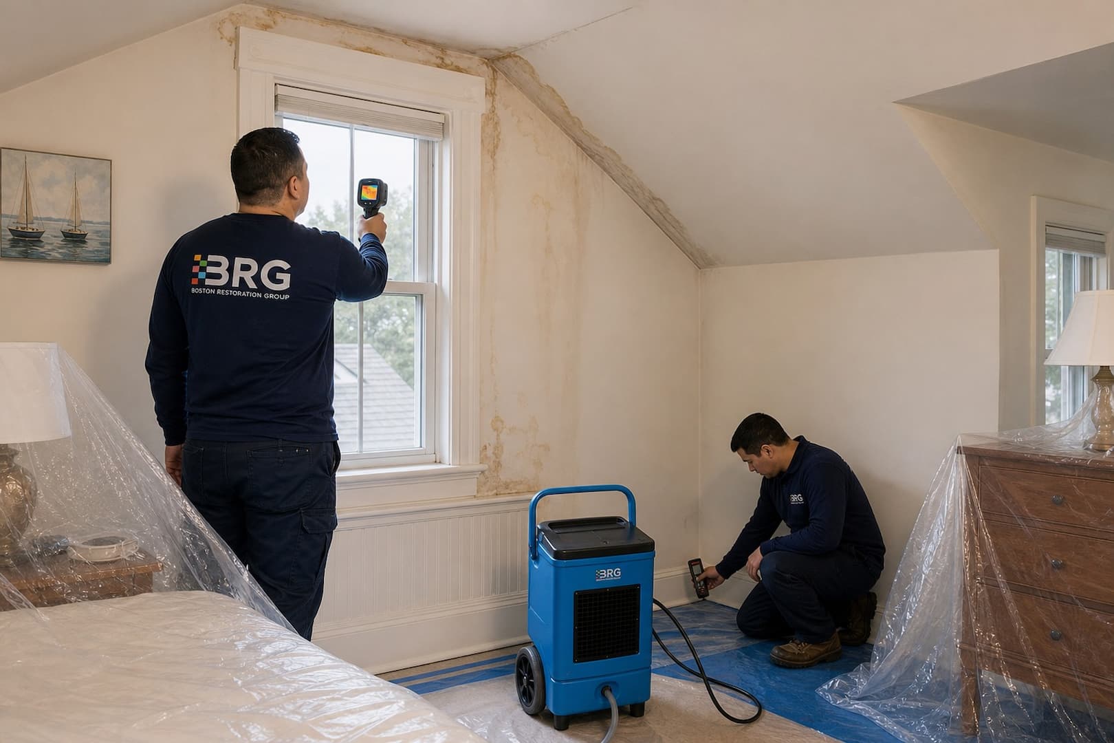 BRG specialist tracing wind-driven rain through a wall assembly