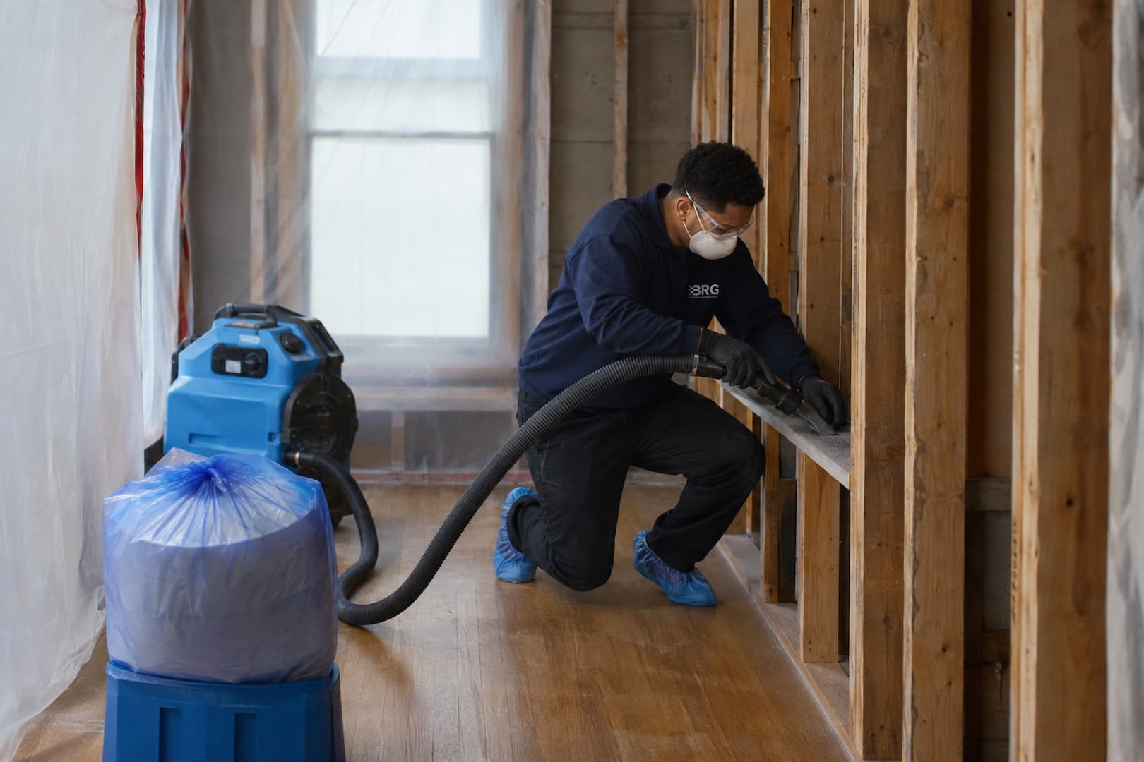 HEPA cleaning of a commercial mold remediation work area