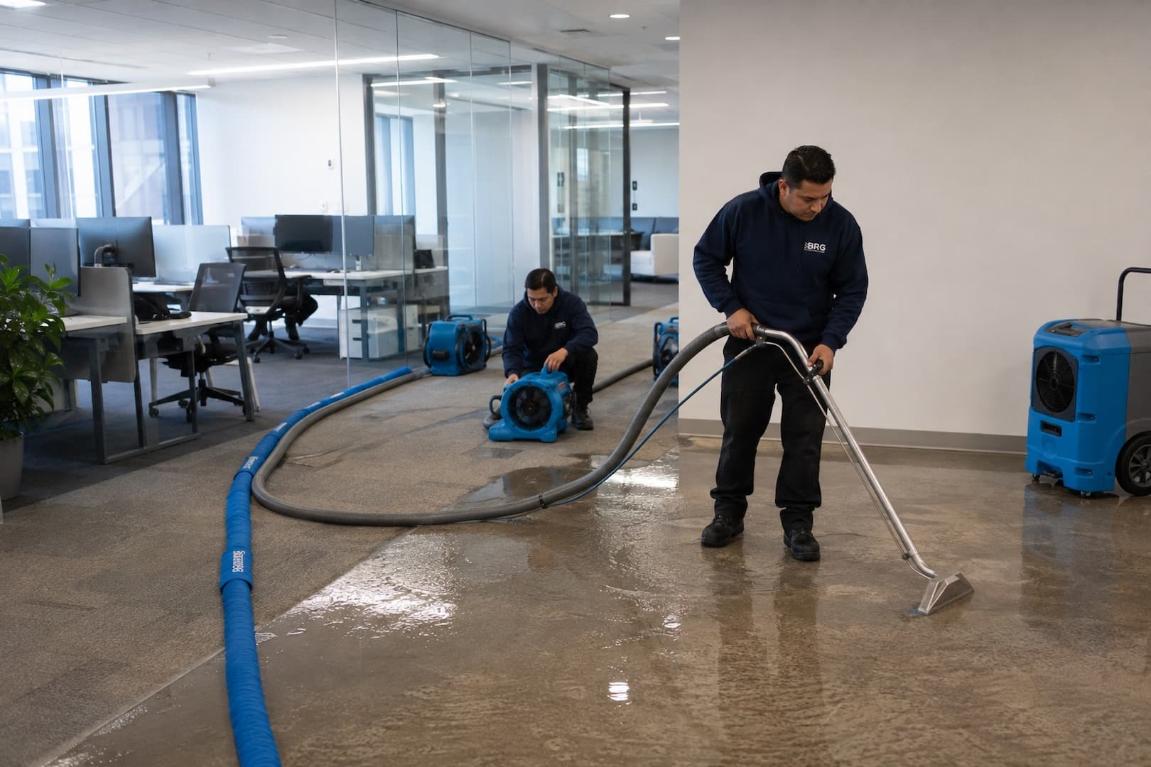 BRG technician extracting water from a commercial property