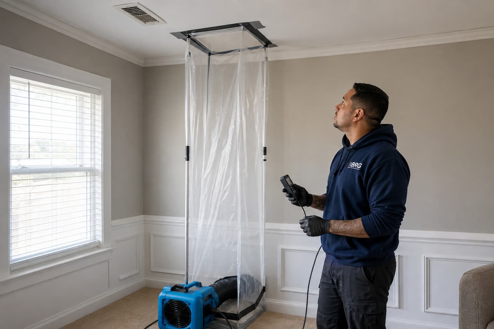 Controlled ceiling cavity drying after a condensate leak