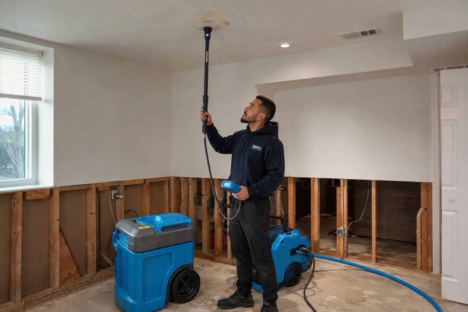 Inspection of the ceiling below a refrigerator leak