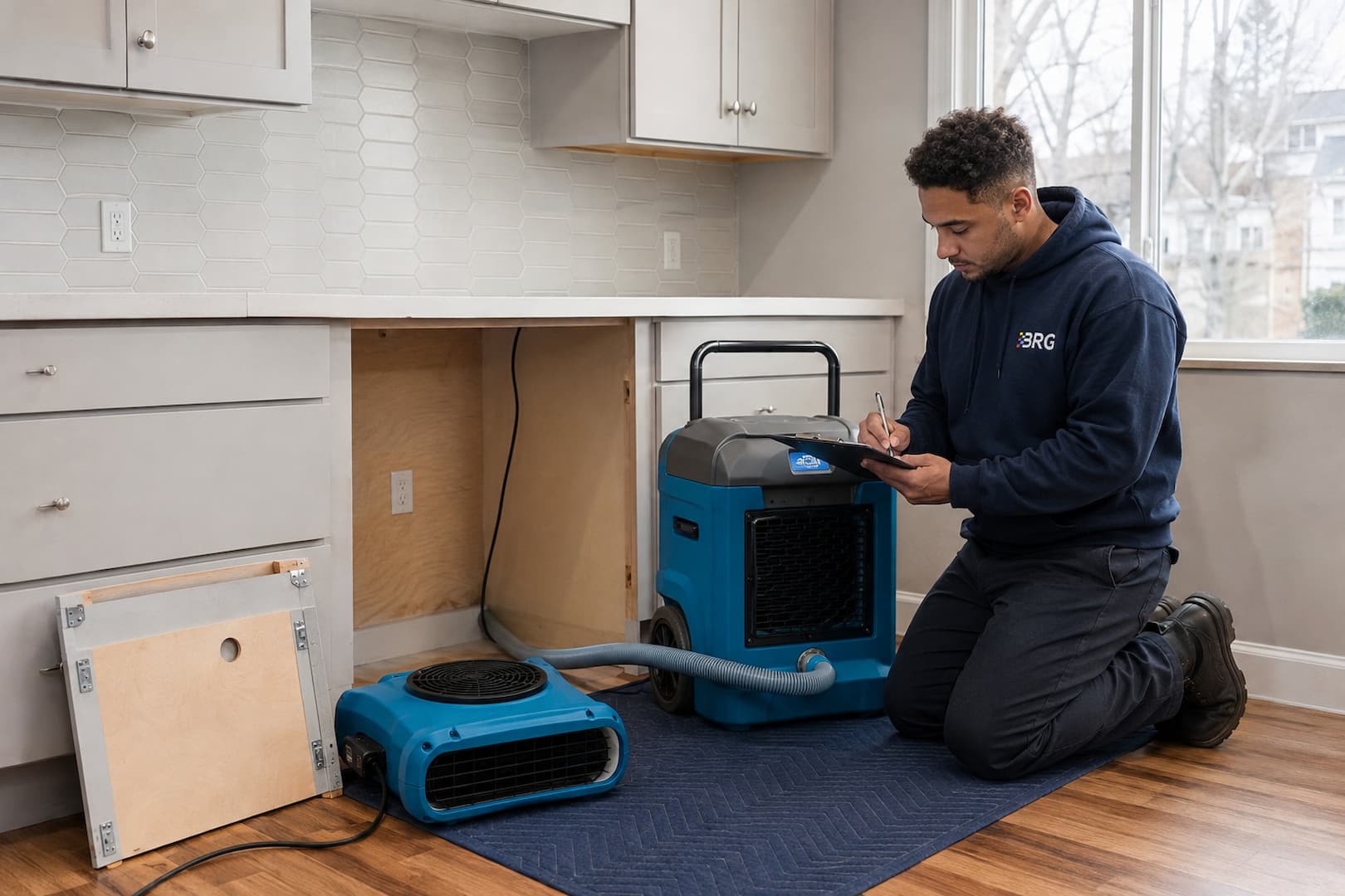 Targeted drying after a refrigerator leak