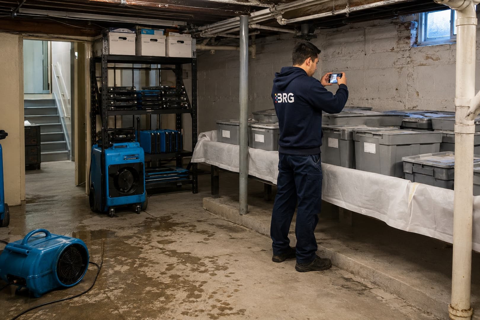 Basement contents triage after sump backup