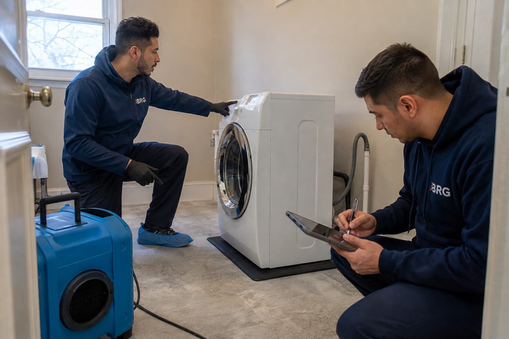 Assessment of washing machine hose and standpipe water source